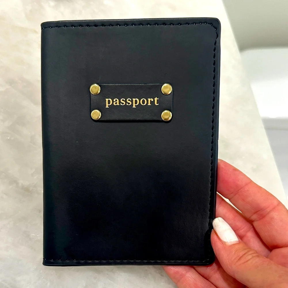 Black Leather Passport Holder